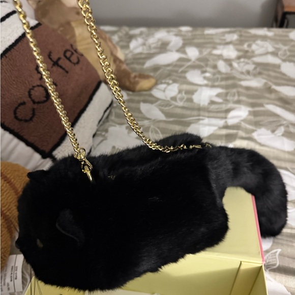 Black Cat Plush Handbag so soft fur feels like rabbit fur - Picture 2 of 4